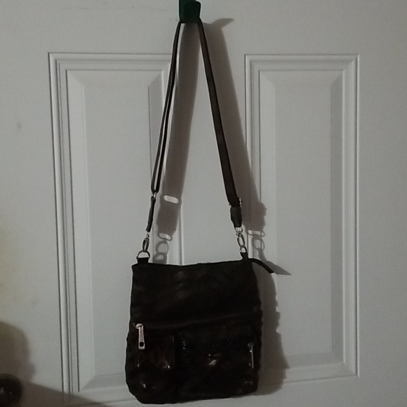 Handbags - Brown, black & copper colored crossbody purse